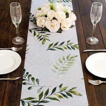 White Green Non-Woven Olive Leaf Print Table Runner, Spring Summer Kitchen Dining Table Decoration