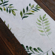 White Green Non-Woven Olive Leaf Print Table Runner, Spring Summer Kitchen Dining Table Decoration
