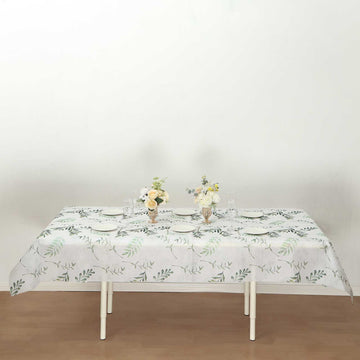 White Green Non-Woven Rectangular Tablecloth for Any Occasion