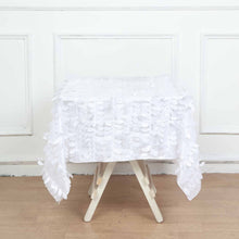 54 Inch Taffeta 3D Leaf Petal White Square Tablecloth