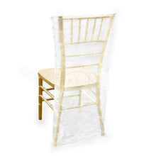 White Satin Embroidered Organza Chiavari Chair Covers 