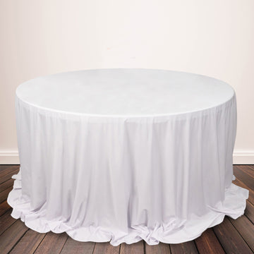 White Premium Scuba Round Tablecloth, Wrinkle Free Polyester Seamless Tablecloth 132"
