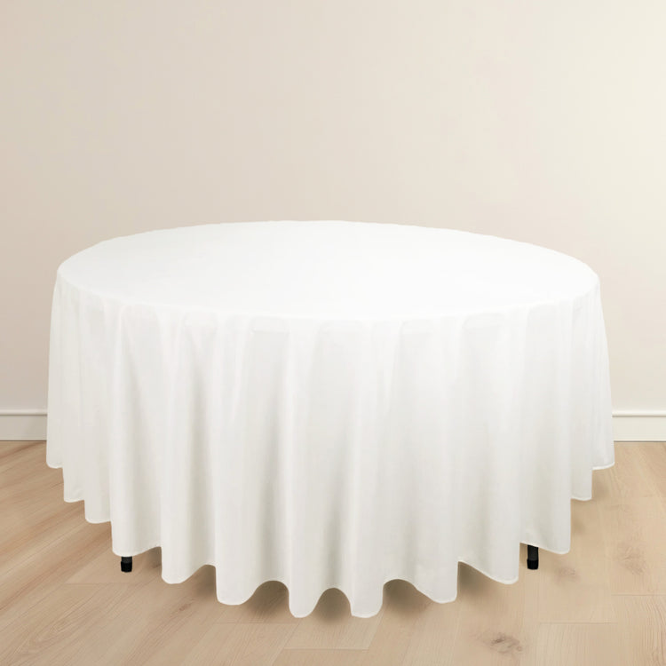 White Premium Scuba Round Tablecloth, Wrinkle Free Seamless Polyester Tablecloth - 108inch