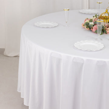 Elegant White Premium Scuba Round Tablecloth