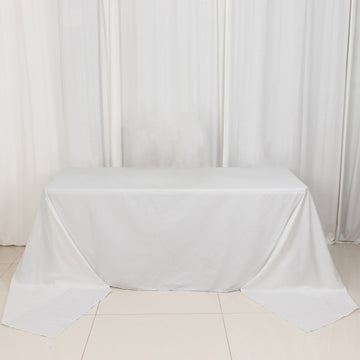 Elegant White Rectangle 100% Cotton Linen Seamless Tablecloth 90"x156"