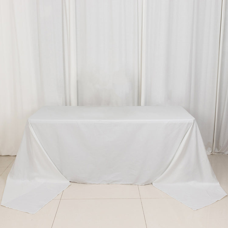 Seamless Tablecloth 90 Inch x 156 Inch Rectangle In White 100% Cotton Linen