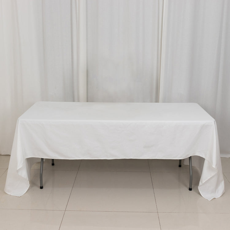 Seamless White 100% Cotton Linen Tablecloth 60 Inch x 126 Inch Rectangle