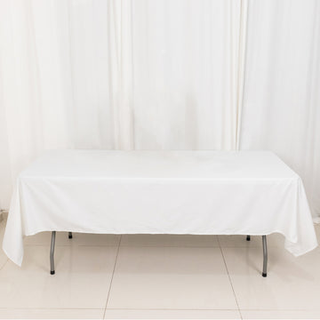 White Rectangle 100% Cotton Linen Seamless Tablecloth 60"x102"