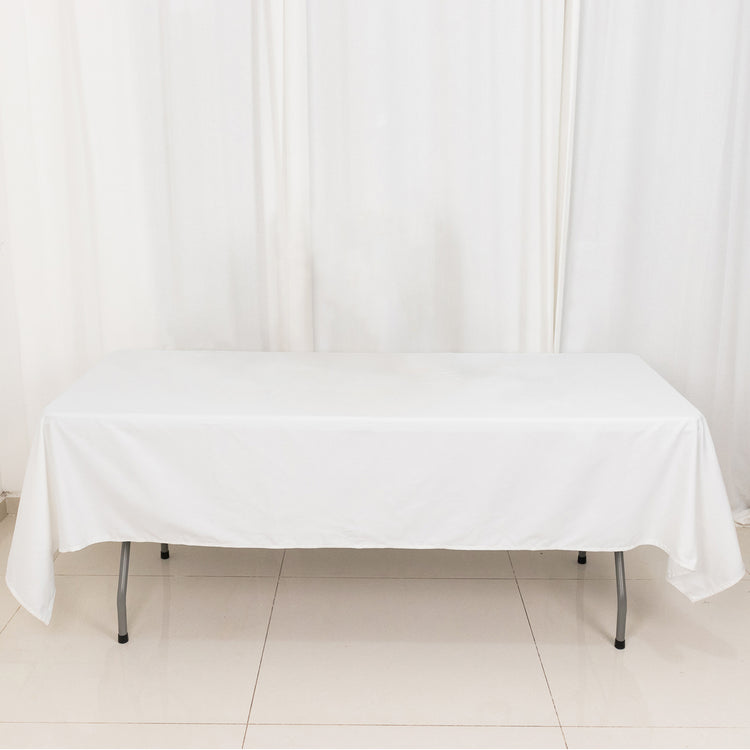 White 100% Cotton Linen Seamless Tablecloth 60 Inch x 102 Inch Rectangle