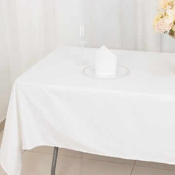 Enhance Your Event Decor with the White Rectangle 100% Cotton Linen Seamless Tablecloth 60"x102"