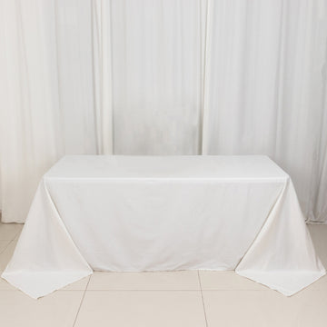White Rectangle 100% Cotton Linen Seamless Tablecloth 90"x132"