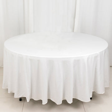 White Round 100% Cotton Linen Seamless Tablecloth 108"