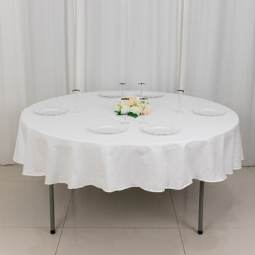 Versatile White Round 100% Cotton Linen Seamless Tablecloth 90