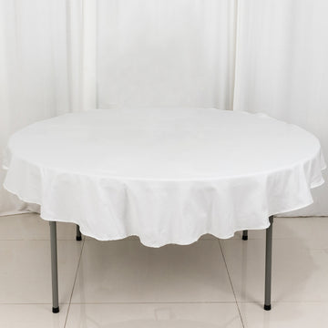 White Round 100% Cotton Linen Seamless Tablecloth 70"