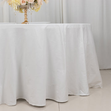 Dress Your Tables in Pure Elegance with the White Round Cotton Linen Seamless Tablecloth