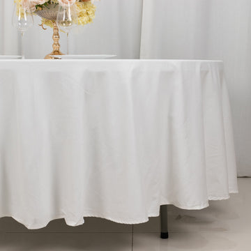 Create an Elegant Ambiance with White Round 100% Cotton Linen Seamless Tablecloth