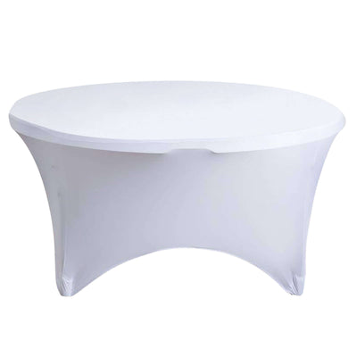 Round table with white fitted cover