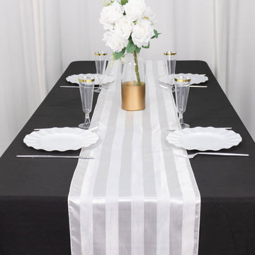 White Satin Stripe Table Runner, Elegant Tablecloth Runner 12"x108"