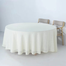 Round 108 Inch White Linen Tablecloth With Slubby Texture