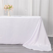 White Polyester Linen 90 Inch x 156 Inch Round Corner Rectangular Tablecloth