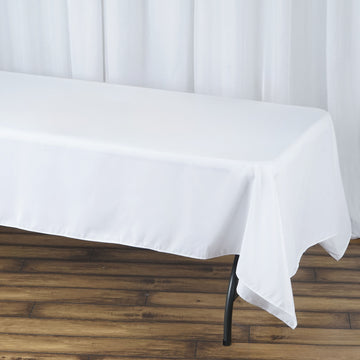 Elegant White Seamless Premium Polyester Rectangular Tablecloth 220GSM 60"x102"