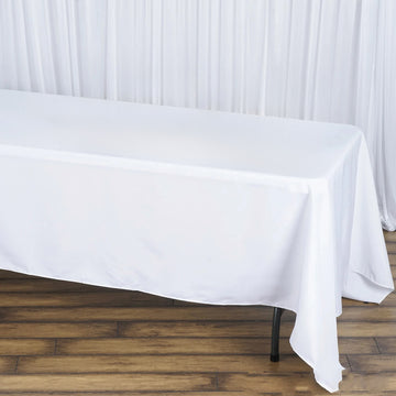White Premium Polyester Rectangular Tablecloth - Add Elegance to Your Event