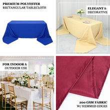Premium 190 GSM Polyester Tablecloth 90 Inch x 156 Inch Rectangular In White Seamless