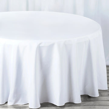 White Seamless Premium Polyester Round Tablecloth 220GSM 132"