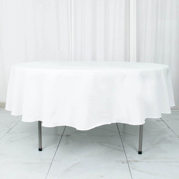 White Seamless Premium Polyester Round Tablecloth 220GSM 90"