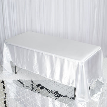 Elegant White Seamless Satin Rectangular Tablecloth 72"x120"