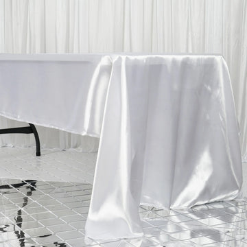 Elegant White Seamless Satin Rectangular Tablecloth 60"x126"