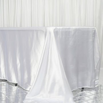 White Seamless Satin Rectangular Tablecloth 90"x156"