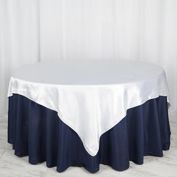 White Seamless Satin Square Tablecloth Overlay 72" x 72"