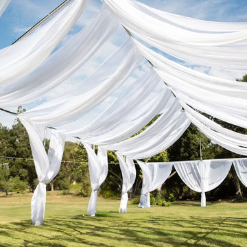 White Sheer Ceiling Drape Curtain Panels Fire Retardant Fabric 10ftx40ft
