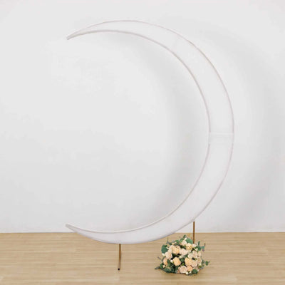 Crescent moon backdrop with floral arrangement for events and photography