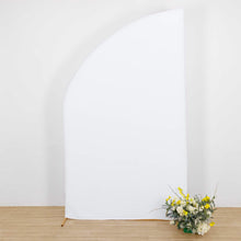 White Spandex Fitted Chiara Backdrop Stand Cover For Half Moon Top Wedding Arch - 8ft