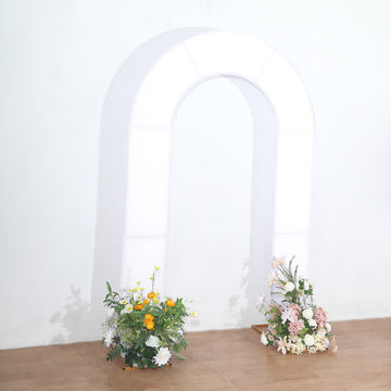White Spandex Fitted Open Arch Backdrop Cover, Double-Sided U-Shaped Wedding Arch Slipcover 8ft