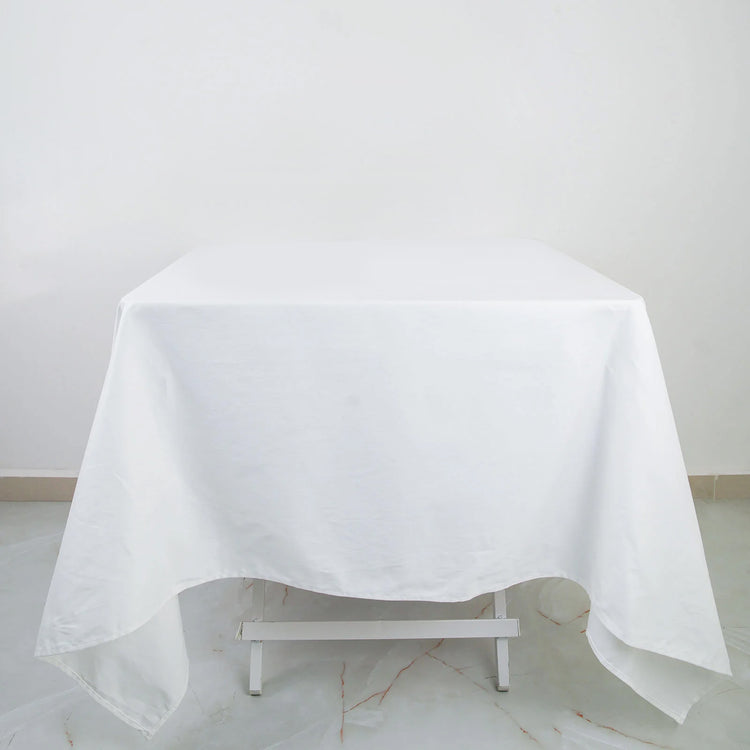 Washable Square 70 Inch White 100% Cotton Linen Seamless Tablecloth 
