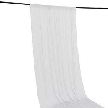 White 4-Way Stretch Spandex Drapery Panel with Rod Pockets, Wrinkle Resistant Backdrop Curtain - 5ftx16ft