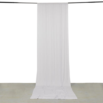 White 4-Way Stretch Spandex Drapery Panel with Rod Pockets, Wrinkle Resistant Backdrop Curtain - 5ftx14ft