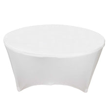 White Stretch Spandex Fitted Round Tablecloth With Foot Pockets - 6ft