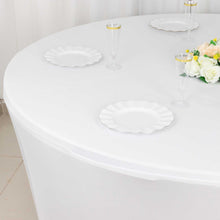 White Stretch Spandex Fitted Round Tablecloth With Foot Pockets - 6ft