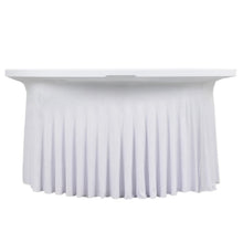 White Wavy Spandex Fitted Round 1-Piece Tablecloth Table Skirt, Stretchy Table Cover#whtbkgd