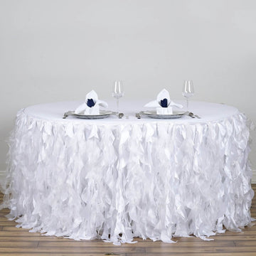 Create a Dreamy Atmosphere with the White Curly Willow Taffeta Table Skirt