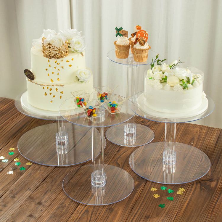 4 Tier XL Clear Pedestal Acrylic Cake Stand Set Cupcake Dessert Holder