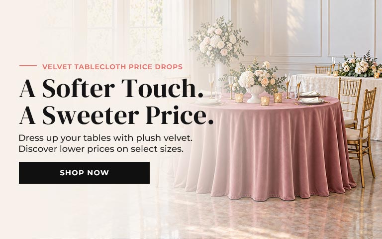 Elevate your dining experience with luxurious velvet tablecloths—now at even sweeter prices. Enjo...