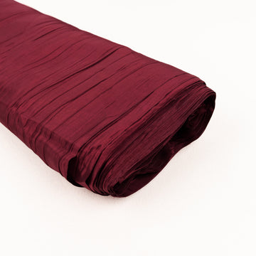 Elevate Your Events with Burgundy Accordion Crinkle Taffeta Fabric