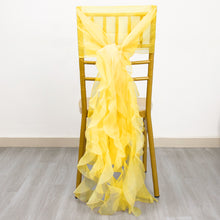 Yellow Chiffon Curly Chair Sash 