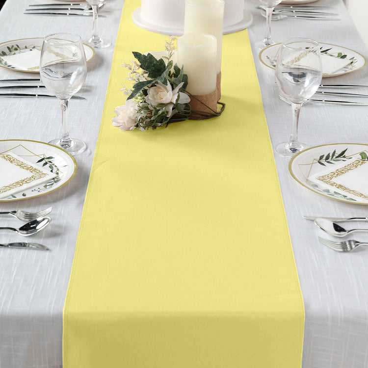 Polyester 12 Inch x 108 Inch Yellow Table Runner