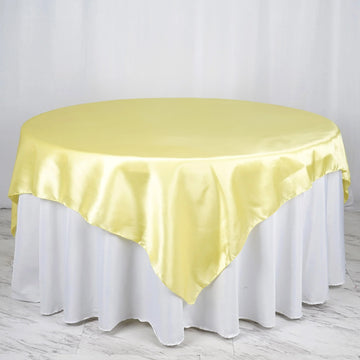 Yellow Seamless Satin Square Tablecloth Overlay 72" x 72"